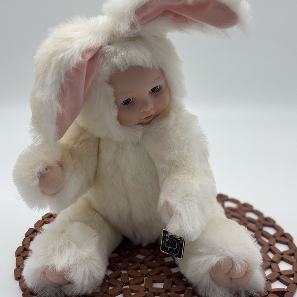 Vintage Green Trading Rubber Face Bunny Doll 19”